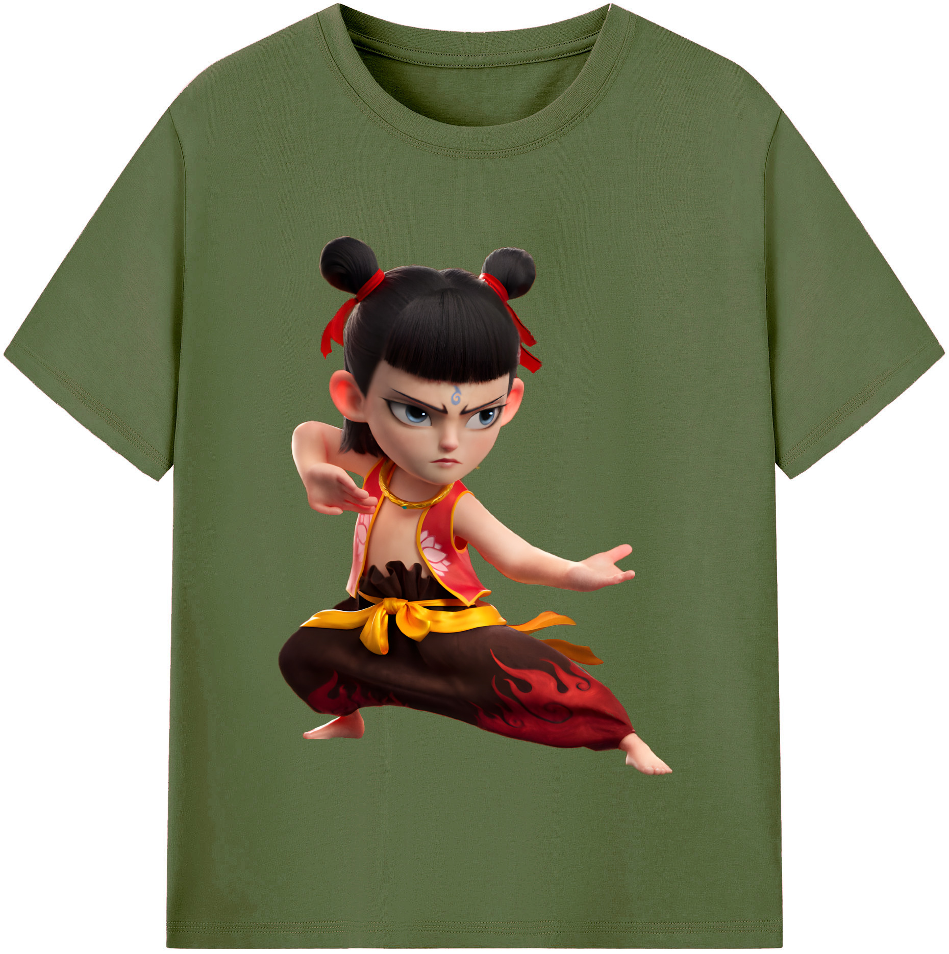 （画像用） Ne Zha 2 ナタ 魔童の大暴れ 綿100％半袖Tシャツ（フロントプリント）